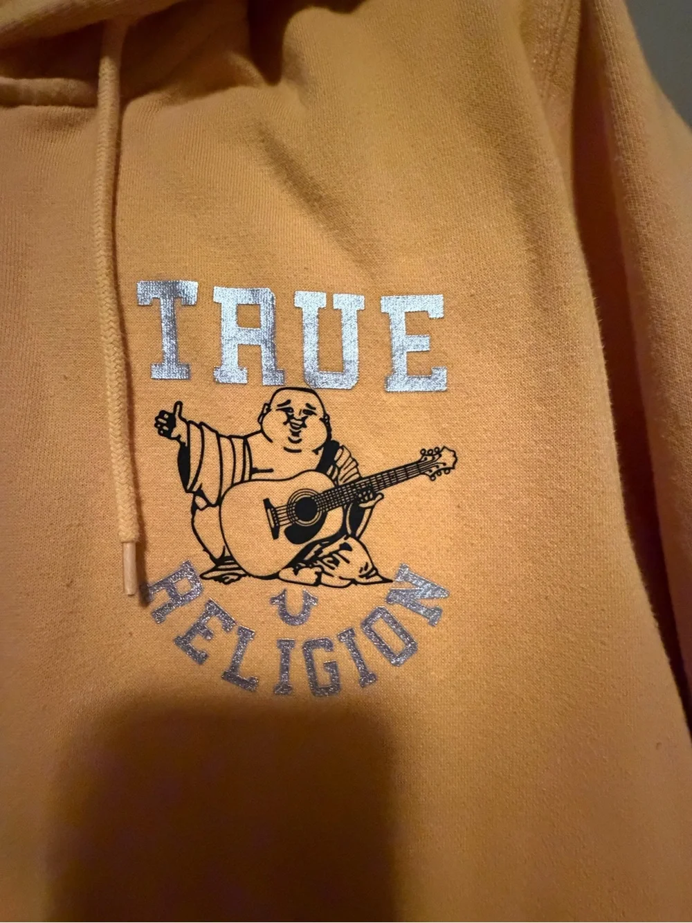 True Religion Mustard Zip Front Hoodie with Logo